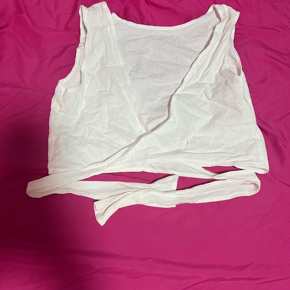 White crop top with matching shorts